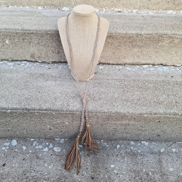 Chico's Jewelry - Chico's Elegant Tan Tassel Necklace